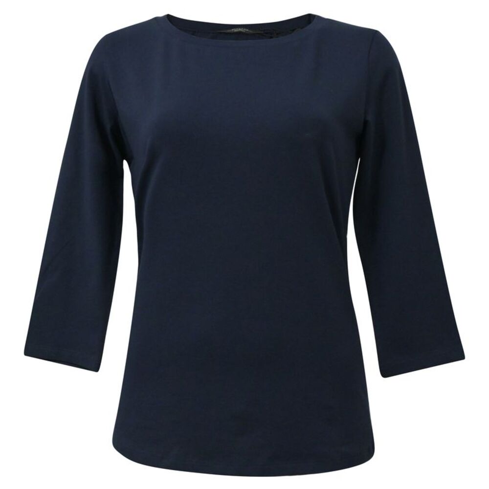 Weekend Max Mara Multia Jersey 3/4 Sleeve Top in Navy Blue Cotton